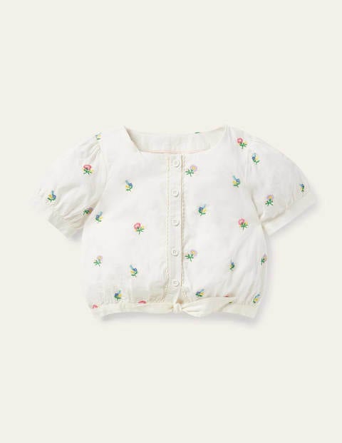 Puff Sleeve Embroidered Top - Ivory Floral Puff Sleeve Embroidered Top - Ivory Floral