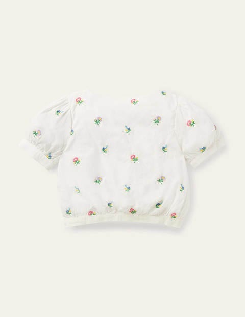 Puff Sleeve Embroidered Top - Ivory Floral Puff Sleeve Embroidered Top - Ivory Floral