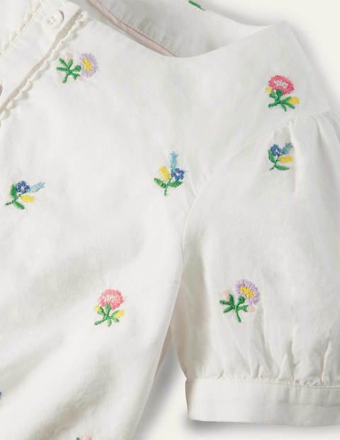 Puff Sleeve Embroidered Top - Ivory Floral Puff Sleeve Embroidered Top - Ivory Floral