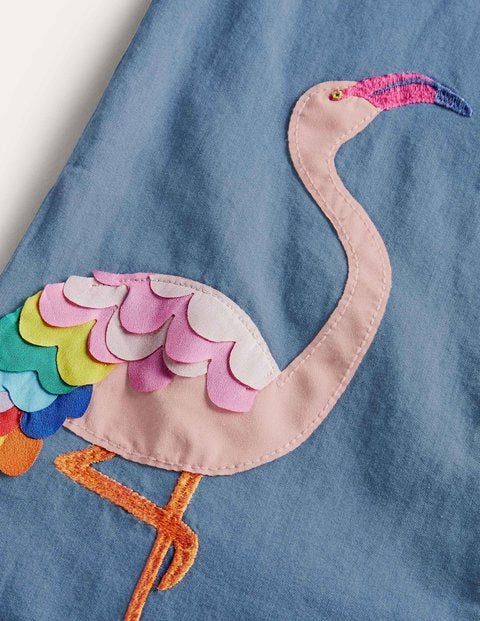 Tie Shoulder Frill Playsuit - Chambray Flamingo Tie Shoulder Frill Playsuit - Chambray Flamingo