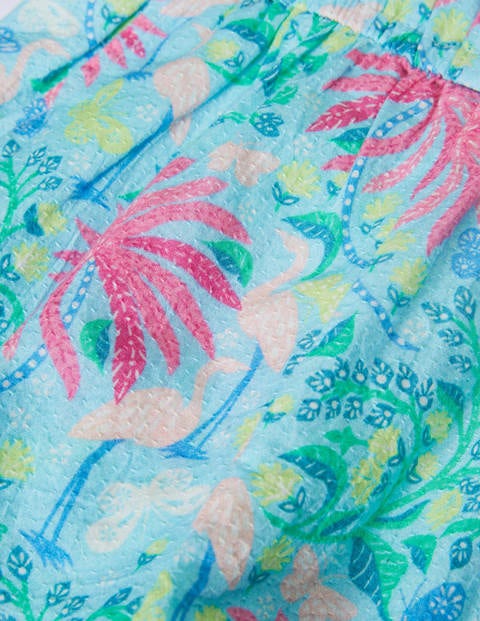 Button-through Woven Romper - Aqua Blue Tropical Charm Button-through Woven Romper - Aqua Blue Tropical Charm
