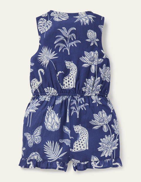 Button-through Woven Playsuit - Starboard Blue Botanical Button-through Woven Playsuit - Starboard Blue Botanical