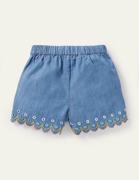 Scallop Detailed Shorts - Chambray Scallop Detailed Shorts - Chambray