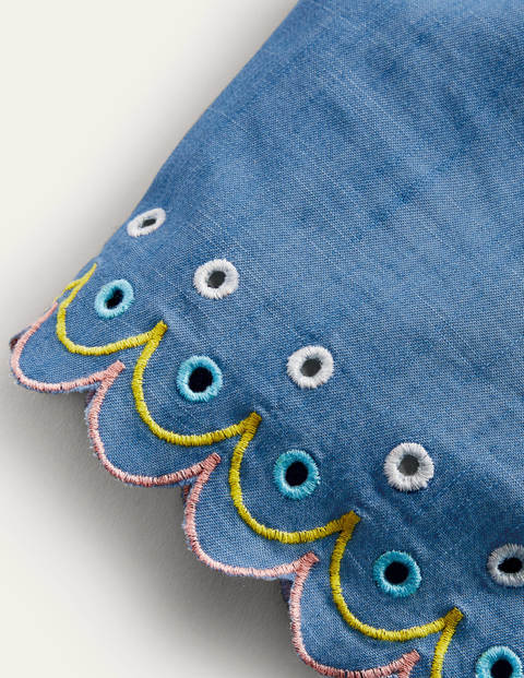 Scallop Detailed Shorts - Chambray Scallop Detailed Shorts - Chambray