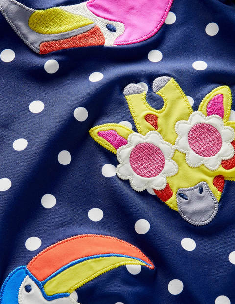 Fun Appliqué Swimsuit - Navy Spot Peeping Animals Fun Appliqué Swimsuit - Navy Spot Peeping Animals