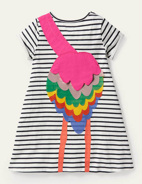 Appliqué Front & Back Dress - Ivory/ Starboard Blue Flamingo Appliqué Front & Back Dress - Ivory/ Starboard Blue Flamingo
