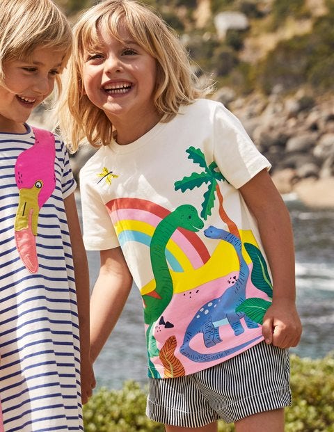Scene T-shirt - Ivory Dinosaur Scene T-shirt - Ivory Dinosaur