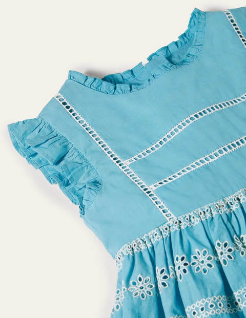 Broderie Dress - Aqua Blue Broderie Dress - Aqua Blue