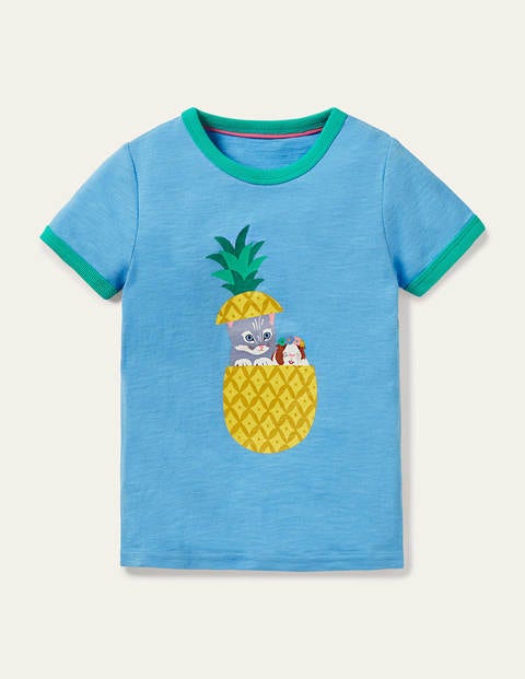 T-shirt fun imprimé - Chat et ananas bleu surf T-shirt fun imprimé - Chat et ananas bleu surf