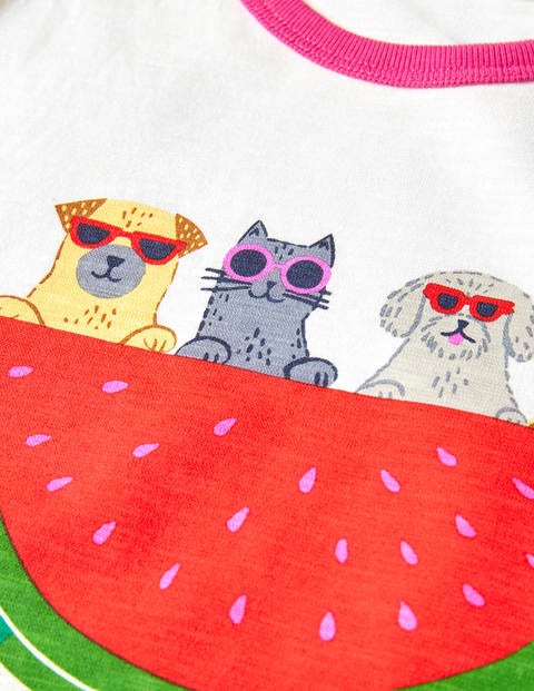 Fun Printed T-shirt - Ivory Watermelon Dogs Fun Printed T-shirt - Ivory Watermelon Dogs