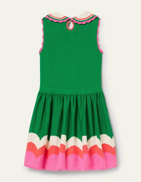 Crochet Collar Knitted Dress - Sapling Green Crochet Collar Knitted Dress - Sapling Green