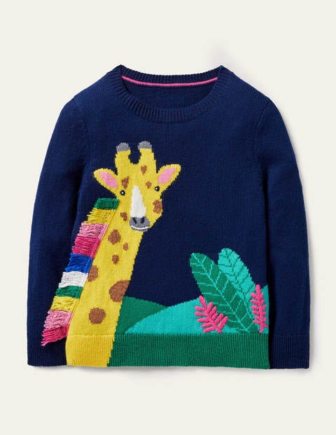 Jungle Scene Sweater - Starboard Blue Giraffe Jungle Scene Sweater - Starboard Blue Giraffe