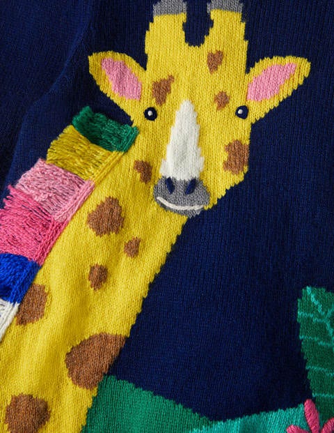 Jungle Scene Sweater - Starboard Blue Giraffe Jungle Scene Sweater - Starboard Blue Giraffe