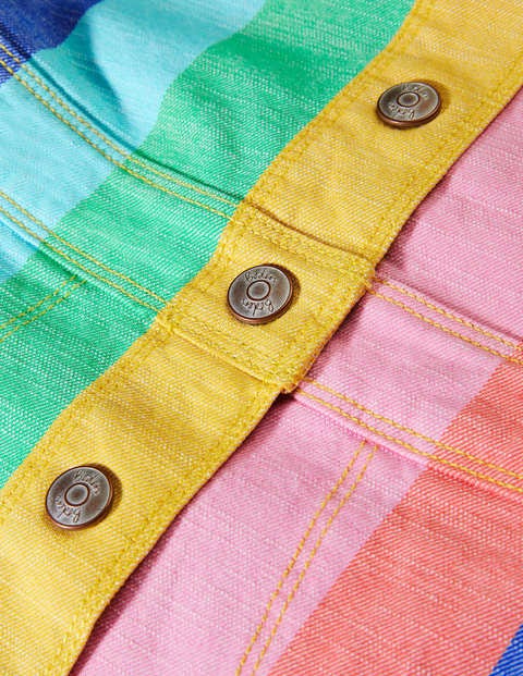 Button Through Overall Dress - Multi Rainbow Stripe Button Through Overall Dress - Multi Rainbow Stripe