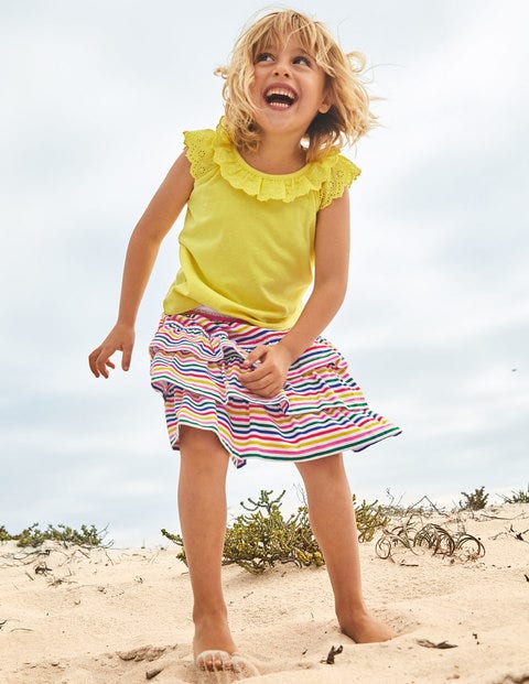 Jerseyskort mit Rüschen - Bunt, Gestreift Jerseyskort mit Rüschen - Bunt, Gestreift