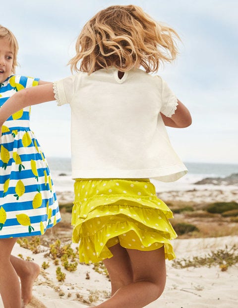Jersey Ruffle Skort - Maximillion Yellow Spot Jersey Ruffle Skort - Maximillion Yellow Spot