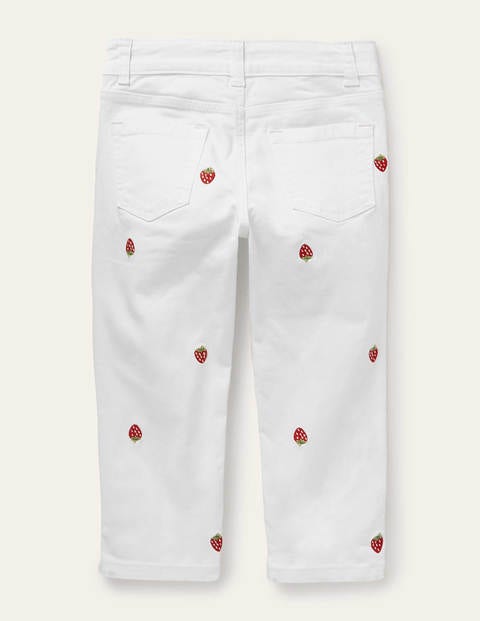 Jean court brodé - Fraises brodées blanches Jean court brodé - Fraises brodées blanches