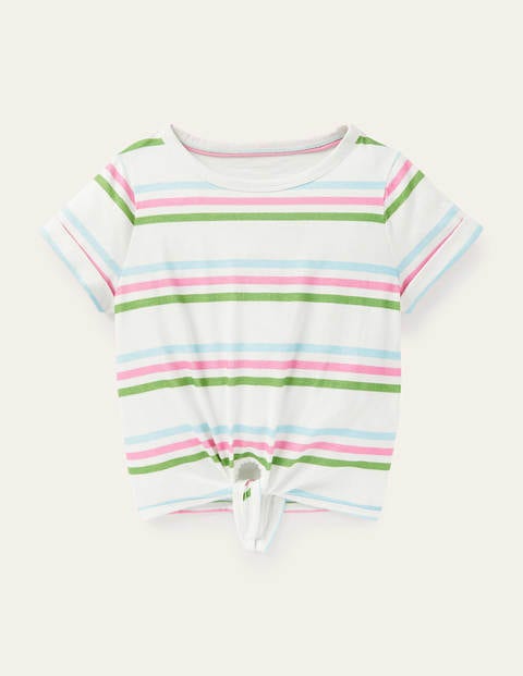 Tie-front T-shirt - Multi Iguana Green Stripe Tie-front T-shirt - Multi Iguana Green Stripe