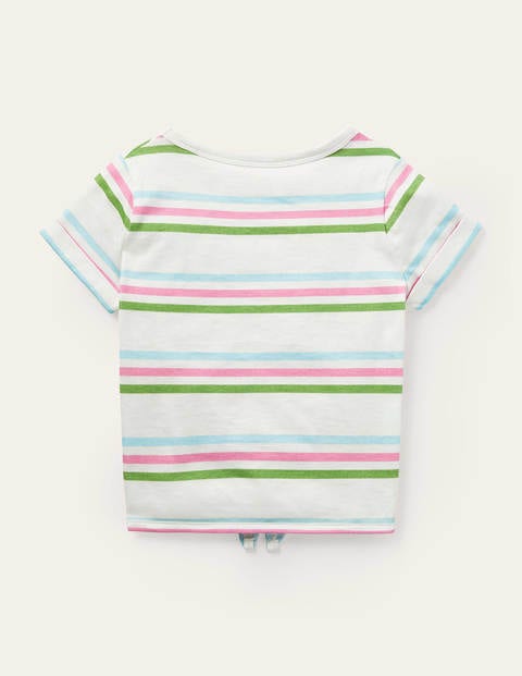 Tie-front T-shirt - Multi Iguana Green Stripe Tie-front T-shirt - Multi Iguana Green Stripe