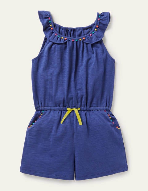 보덴 걸즈 원피스 Boden Charlie Pom Jersey Playsuit - Starboard Blue