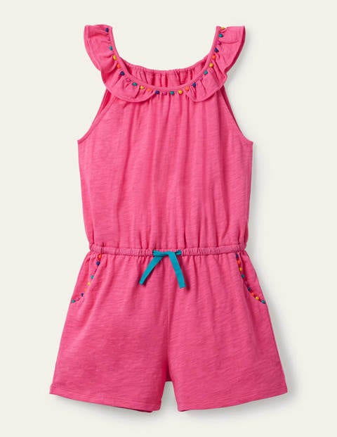 Charlie Pom Jersey Romper - Bright Camellia Charlie Pom Jersey Romper - Bright Camellia