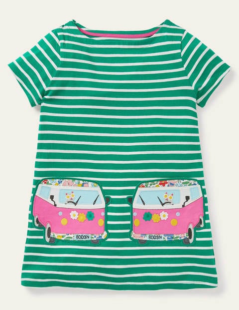 Summer Appliqué Pocket Tunic - Sapling Green/ Ivory Van Summer Appliqué Pocket Tunic - Sapling Green/ Ivory Van