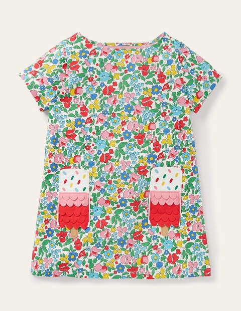 Summer Appliqué Pocket Tunic - Multi Ditsy Floral Ice Cream Summer Appliqué Pocket Tunic - Multi Ditsy Floral Ice Cream