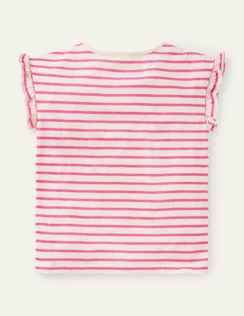 Pom Ruffle Sleeve Top - Ivory/ Party Pink Pineapples Pom Ruffle Sleeve Top - Ivory/ Party Pink Pineapples