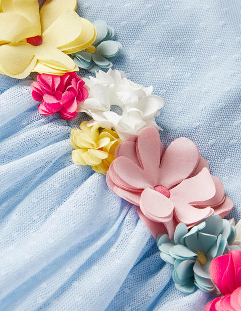Floral Corsage Tulle Dress - Provence Blue Floral Corsage Tulle Dress - Provence Blue