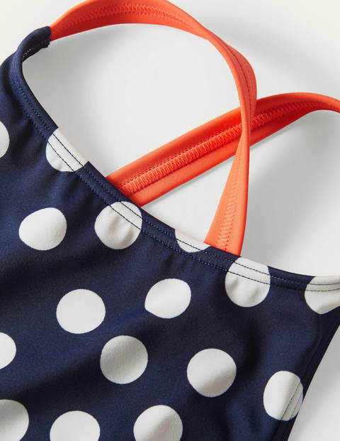 Cross-back Printed Swimsuit - French Navy Scattered Dot Cross-back Printed Swimsuit - French Navy Scattered Dot