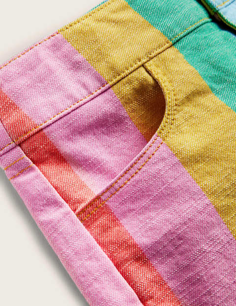 Regenbogen-Jeansshorts - Bunt, Regenbogenfarbene Streifen Regenbogen-Jeansshorts - Bunt, Regenbogenfarbene Streifen