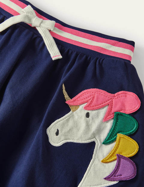 Jerseyskort mit Applikation - Schuluniform-Navy, Einhorn Jerseyskort mit Applikation - Schuluniform-Navy, Einhorn
