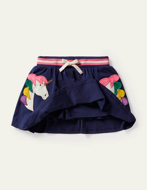 Jerseyskort mit Applikation - Schuluniform-Navy, Einhorn Jerseyskort mit Applikation - Schuluniform-Navy, Einhorn
