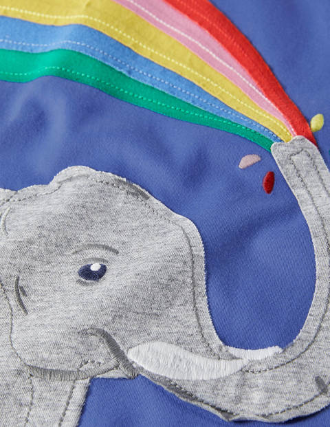 Rainbow Appliqué T-shirt - Gulf Blue Elephant Rainbow Appliqué T-shirt - Gulf Blue Elephant
