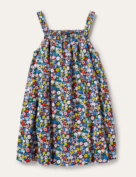 Smocked Skort Dress - Elizabethan Blue Flowerpatch Smocked Skort Dress - Elizabethan Blue Flowerpatch