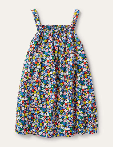 Smocked Skort Dress - Elizabethan Blue Flowerpatch Smocked Skort Dress - Elizabethan Blue Flowerpatch