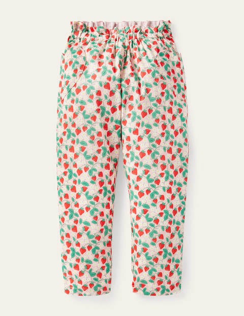 Leichte gemusterte Hose - Delfinrosa, Filigranes Erdbeermuster Leichte gemusterte Hose - Delfinrosa, Filigranes Erdbeermuster