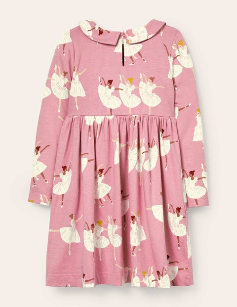 Jersey Collar Printed Dress - Formica Pink Ballerinas Jersey Collar Printed Dress - Formica Pink Ballerinas