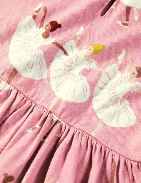 Jersey Collar Printed Dress - Formica Pink Ballerinas Jersey Collar Printed Dress - Formica Pink Ballerinas