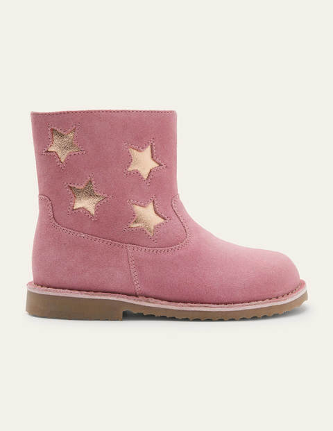 Bottes courtes cosy en cuir - Étoiles rose formica Bottes courtes cosy en cuir - Étoiles rose formica