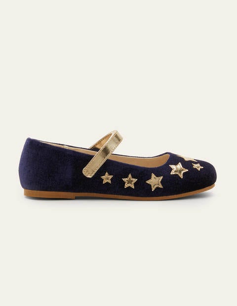 Ballerinas aus Samt - Schuluniform-Navy, Sterne Ballerinas aus Samt - Schuluniform-Navy, Sterne