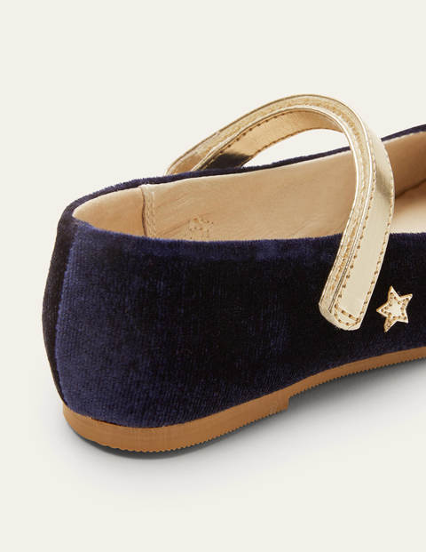 Ballerinas aus Samt - Schuluniform-Navy, Sterne Ballerinas aus Samt - Schuluniform-Navy, Sterne