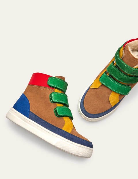Hochgeschnittene Schuhe in Blockfarben mit 3 Klettverschlüssen - Bunt Hochgeschnittene Schuhe in Blockfarben mit 3 Klettverschlüssen - Bunt