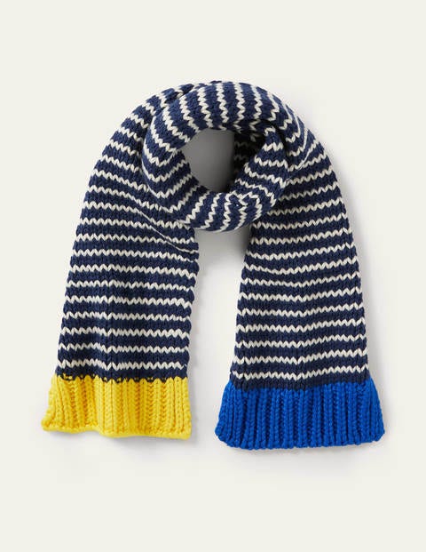 Knitted Striped Scarf - College Navy/Ivory Knitted Striped Scarf - College Navy/Ivory