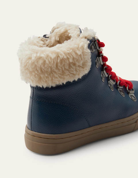 Cosy Leather Lace Up Boots - Navy Cosy Leather Lace Up Boots - Navy