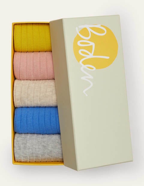 Ribbed Knee High Socks 5 Pack - Multi Ribbed Knee High Socks 5 Pack - Multi