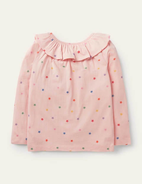 Ruffle Neck Jersey Top - Provence Pink Multi Stars Ruffle Neck Jersey Top - Provence Pink Multi Stars
