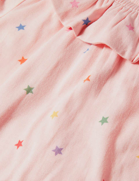 Ruffle Neck Jersey Top - Provence Pink Multi Stars Ruffle Neck Jersey Top - Provence Pink Multi Stars