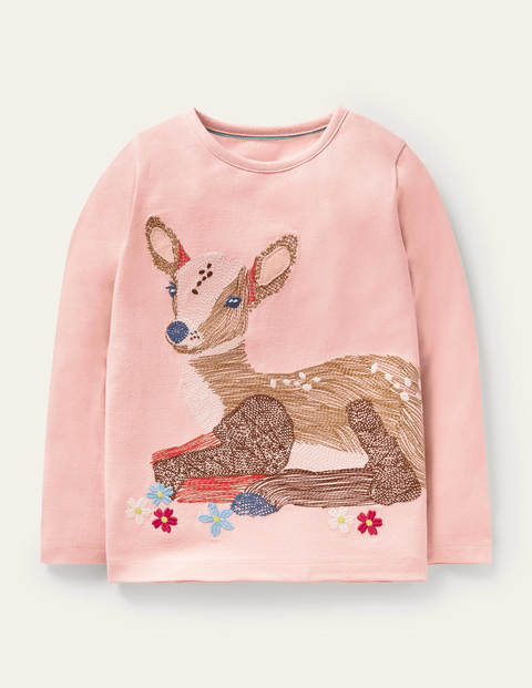 T-Shirt mit Superstitch - Delfinrosa, Hirsch T-Shirt mit Superstitch - Delfinrosa, Hirsch