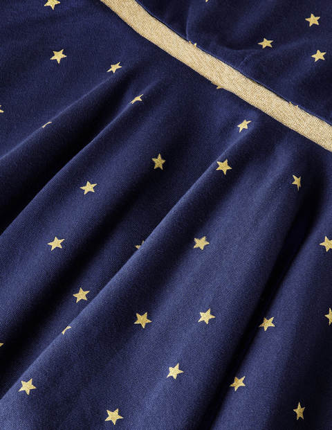 Kleid mit Tellerrock und Foliensternen - Navy/Gold, Foliensterne Kleid mit Tellerrock und Foliensternen - Navy/Gold, Foliensterne